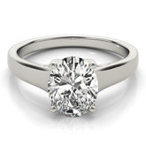 2 ctw Oval Lab Grown Diamond Wide Band Solitaire Engagement Ring in White Gold